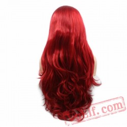 Red Long Wave Wig Lace Front Wig Women Girls Wig