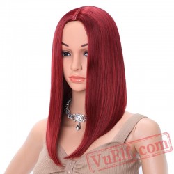 Short Red Wig Straight Black Bob Wigs Women