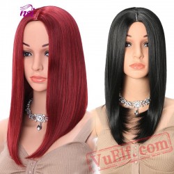 Short Red Wig Straight Black Bob Wigs Women