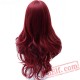 Long Full Red Wavy Wigs Black Women Red Cosplay Wig