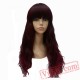 Beauty Long Wavy Red Wigs Full Capless Wig Bangs