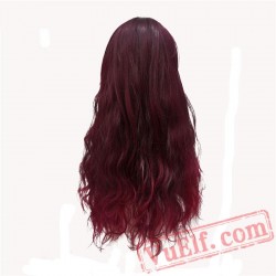 Beauty Long Wavy Red Wigs Full Capless Wig Bangs