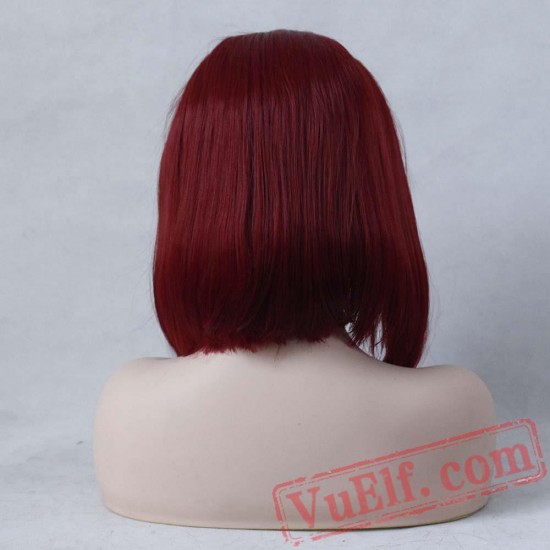 Short Bob Hair Natural Red Wig Lace Front Wigs Black Women