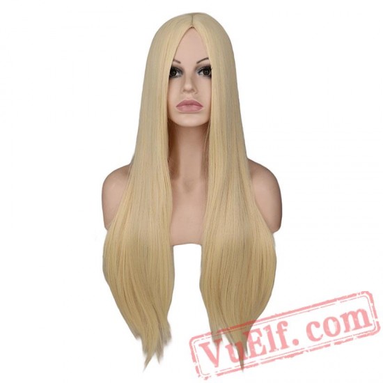 Women Long Straight Cosplay Wig Party Red Hair Wigs