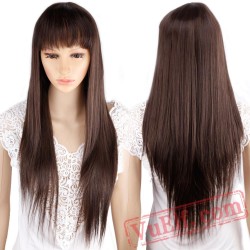 Long Straight Cosplay Wig Purple Black Red Blonde Hair Wigs