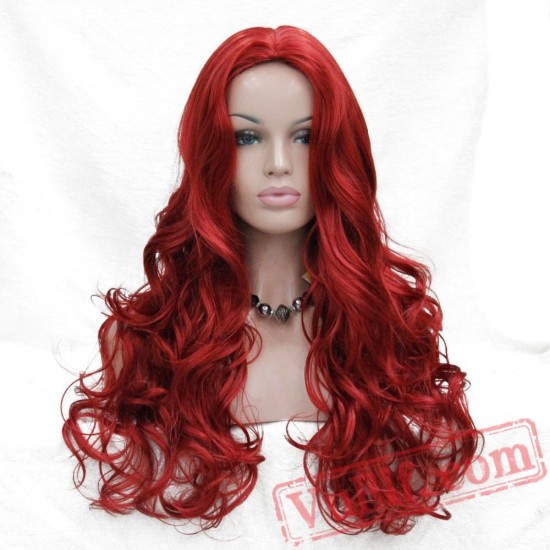 Beauty Women's Wig Long Curly Wig Capless Black/Red Hair