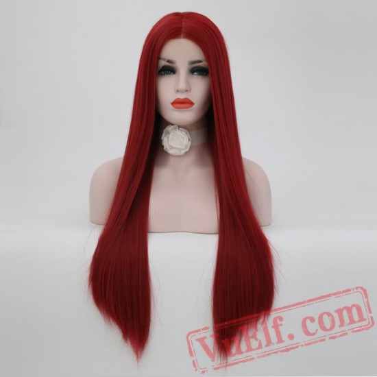 Silky Straight Hair Lace Front Red Wig Hair Wigs Black Women