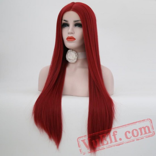 Silky Straight Hair Lace Front Red Wig Hair Wigs Black Women