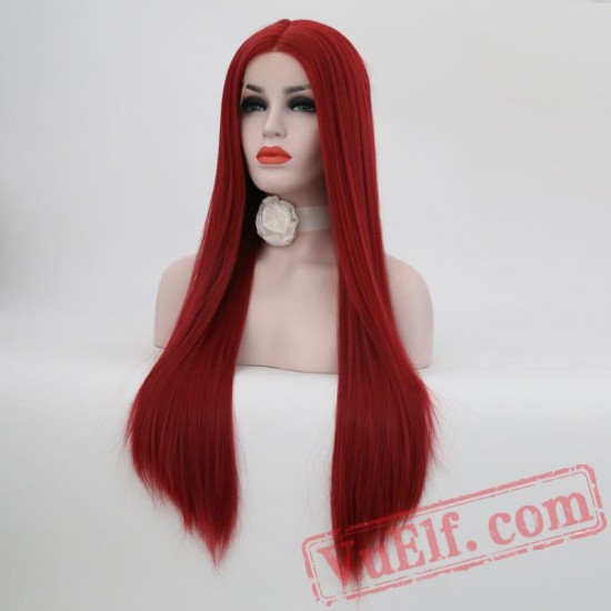 Silky Straight Hair Lace Front Red Wig Hair Wigs Black Women