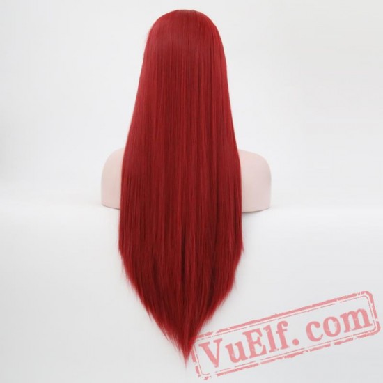 Silky Straight Hair Lace Front Red Wig Hair Wigs Black Women