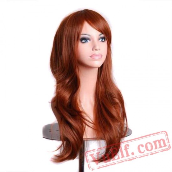 Long Wavy Red Wigs Hair Cosplay Wig Black White Women