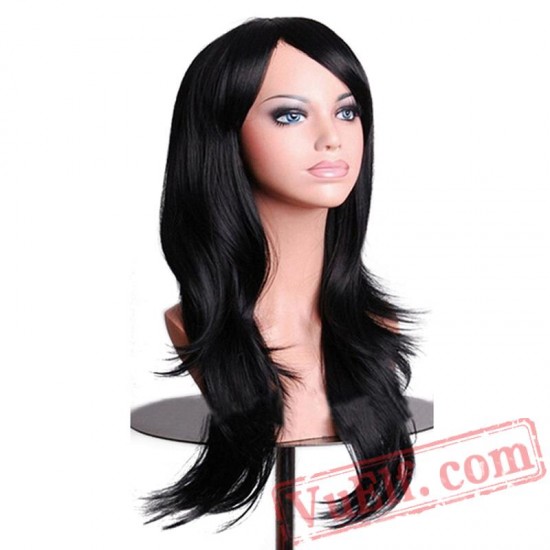 Long Wavy Red Wigs Hair Cosplay Wig Black White Women