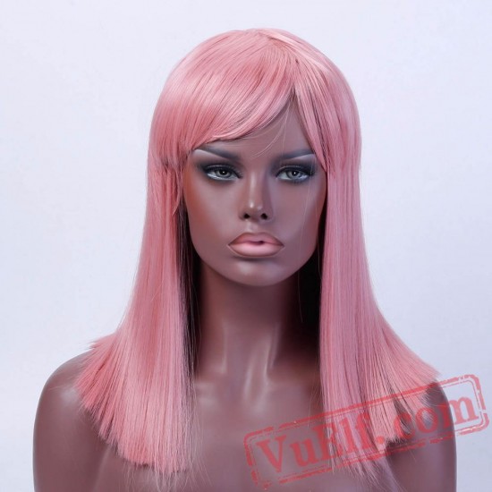 Long Straight Cospaly Wig Bangs Red Wig Womens Wigs Hair