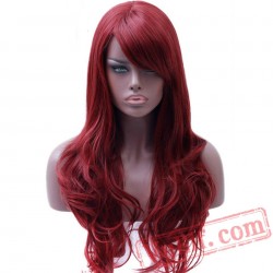 Long Full Red Wavy Wigs Black Women Wig Red Cosplay Wig