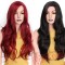 Red Long Wavy Hair Women Black Hairs Wave Cosplay Wigs Hair