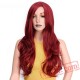 Red Long Wavy Hair Women Black Hairs Wave Cosplay Wigs Hair