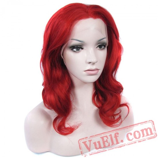 Lace Front Short Red Wigs Women Lace Wig Wavy Hair Cosplay