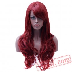 Long Wavy Red Wig Womans Wigs Black White Women Hair