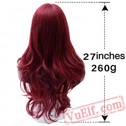 Long Wavy Red Wig Womans Wigs Black White Women Hair