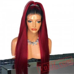 Red Lace Front Wig Baby Hair Long Wig Straight Wigs Women