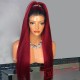 Red Lace Front Wig Baby Hair Long Wig Straight Wigs Women