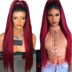 Red Lace Front Wig Baby Hair Long Wig Straight Wigs Women