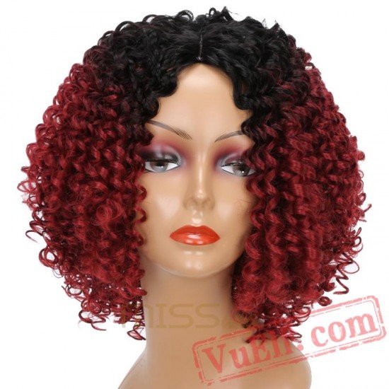 Long Black Red Wigs Kinky Curly Wigs Black Women Hair