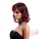 Hair Wine Red Wig Woman Short Wavy Wigs Bangs Hair Wine Red Wig Woman Short Wavy Wigs Bangs