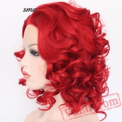 Red Wig Short Curly Lace Front Wig Cool Party Wigs Women