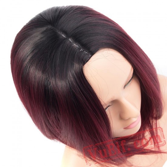 Short Burgundy Bob Red Wigs Straight Hair