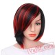 Bob Black Red Purple Straight Wigs Short Hair