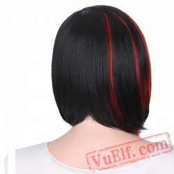 Bob Black Red Purple Straight Wigs Short Hair