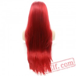 Long Red Straight Lace Front Wig Hair Wigs Cosplay Women