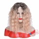 Red Women Short Curly Hair Wig Afro Dark Root Natural Hair