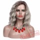 Red Women Short Curly Hair Wig Afro Dark Root Natural Hair