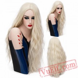 Long Wavy Wigs Cosplay Natural Women' s Blonde Wig Full Hair