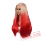 Long Hair Two Beige Red Wigs Natural Silky Straight Wig