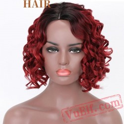 Short Curly Wig Black Red Wigs Chemical wigs black women Hair