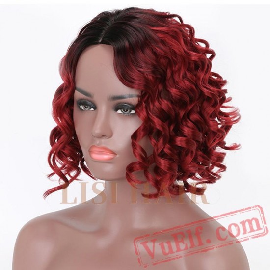 Short Curly Wig Black Red Wigs Chemical wigs black women Hair