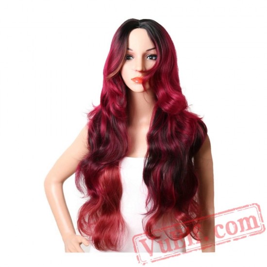 Red Wig Black Women 30inch Long Wave Hair Wigs