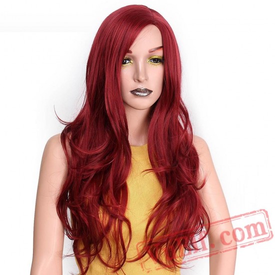 Long Red Wavy Wigs Black Women Natural Black Wave Wigs