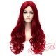 Long Wavy Wig Women Dark Red Cosplay Wigs