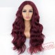 Long Burgundy Wavy Lace Front Wig Red Wine Women Wig