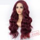 Long Burgundy Wavy Lace Front Wig Red Wine Women Wig