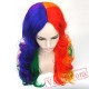 Long Curly Hair Cosplay Wigs Red Yellow Pink Women Party Hair Wig