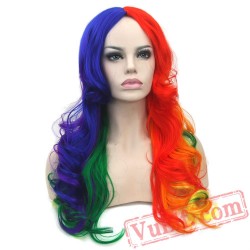 Long Curly Hair Cosplay Wigs Red Yellow Pink Women Party Hair Wig