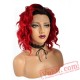 Short Deep Wave Black Red Bob Women's Lace Front Wig