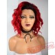 Short Deep Wave Black Red Bob Women's Lace Front Wig