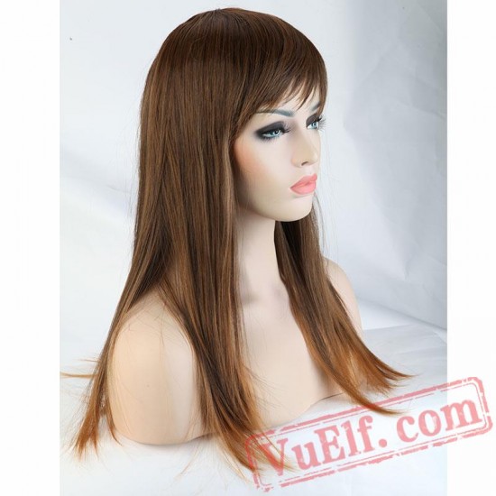 Full Long Straight Hair Wigs Women Daily Dress Cosplay red brown blonde