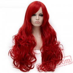 Long Curly Fluffy Red Cosplay Women Wigs Black Purple Pink Silver White